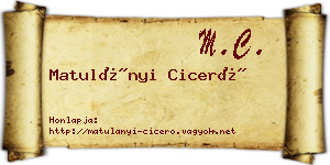 Matulányi Ciceró névjegykártya